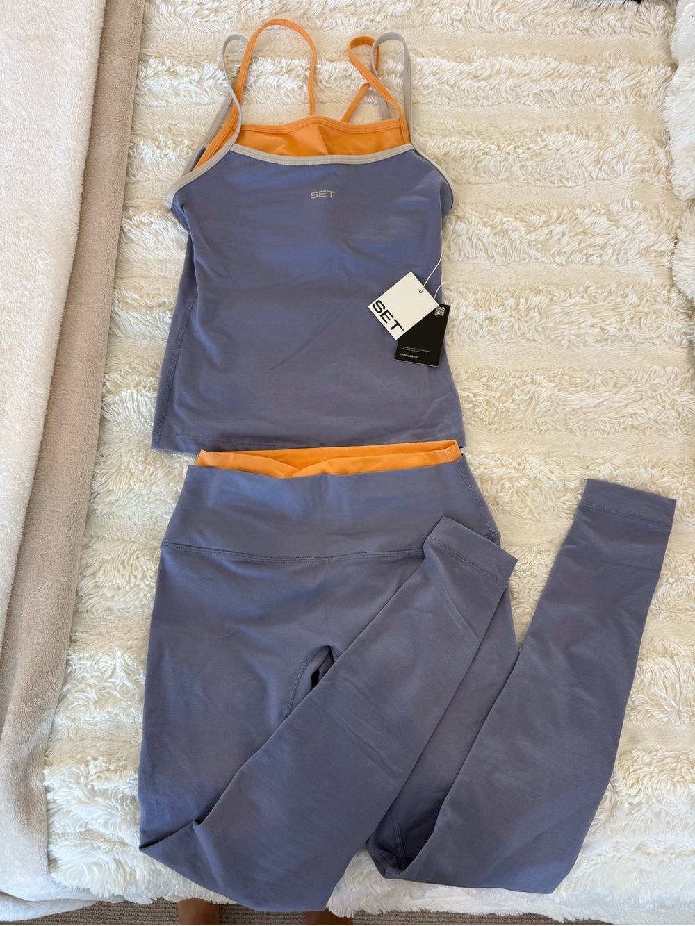 SET Active Lavender Tank (S) & Leggings (S)  with Orange Trim